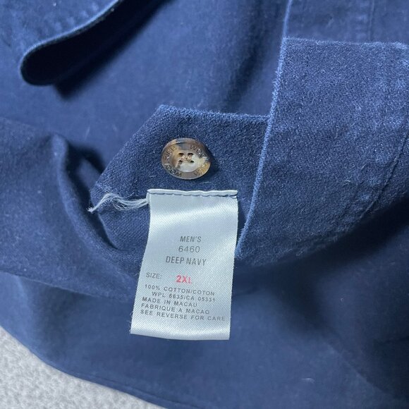 Woolrich Men's Heavyweight Thick Button Up Shirt Long Sleeve Navy 2XL - Picture 5 of 5